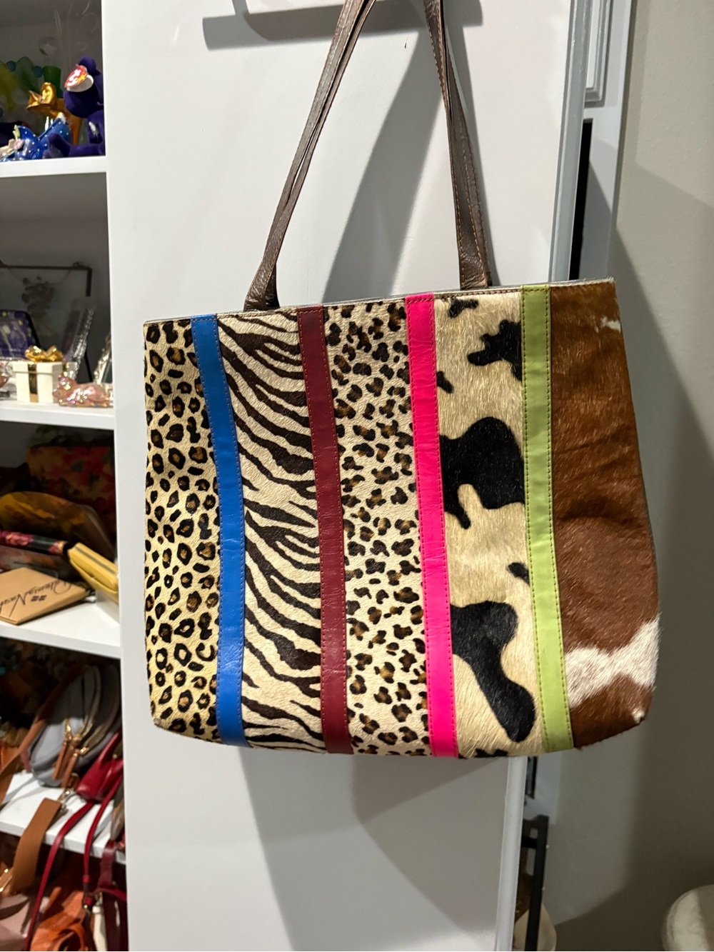 Myra Bag Multicolor Animal-Print Stripe Tote
